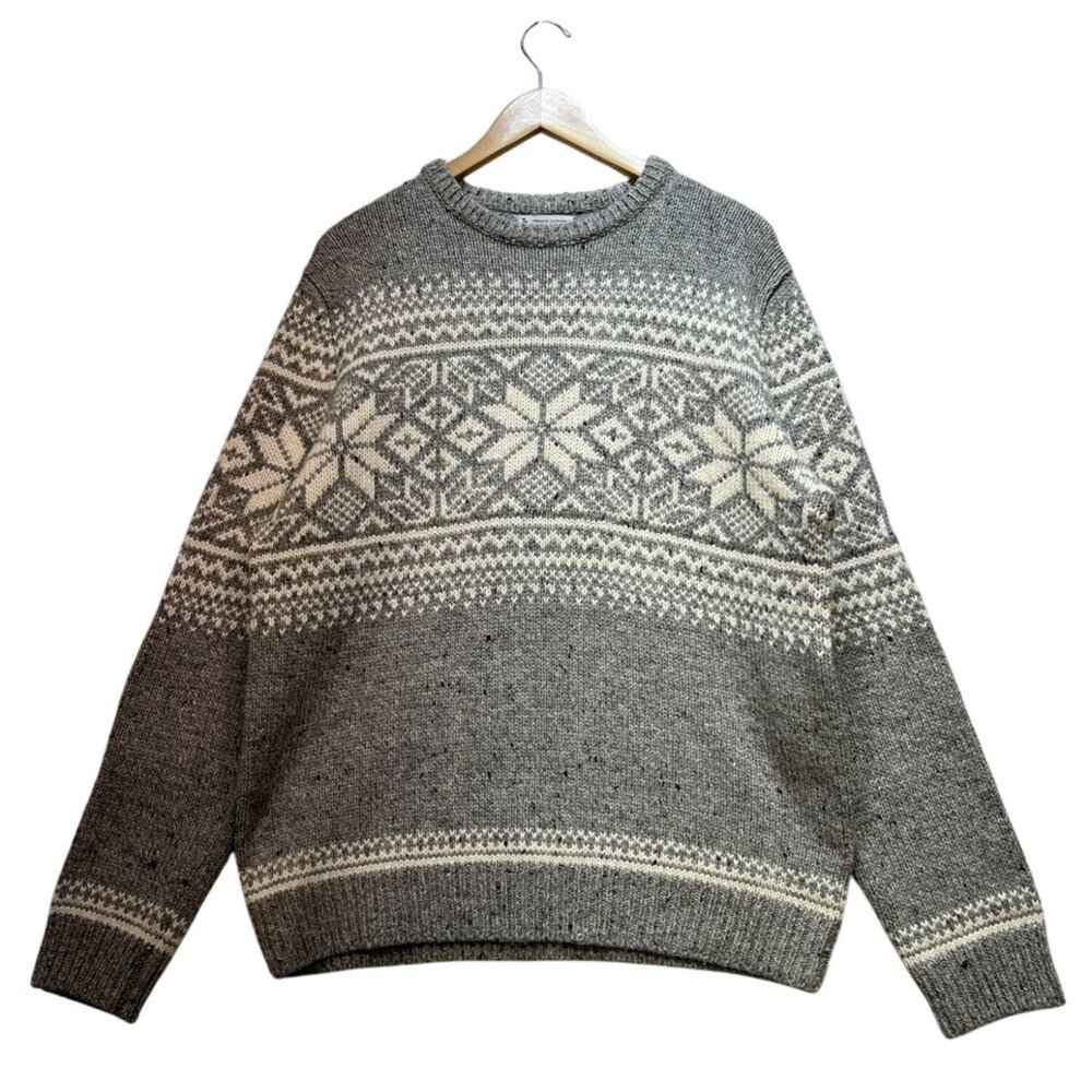 Tu Premium Clothing Mens Norwegian Pullover Sweater Large Gray Nordic Classic